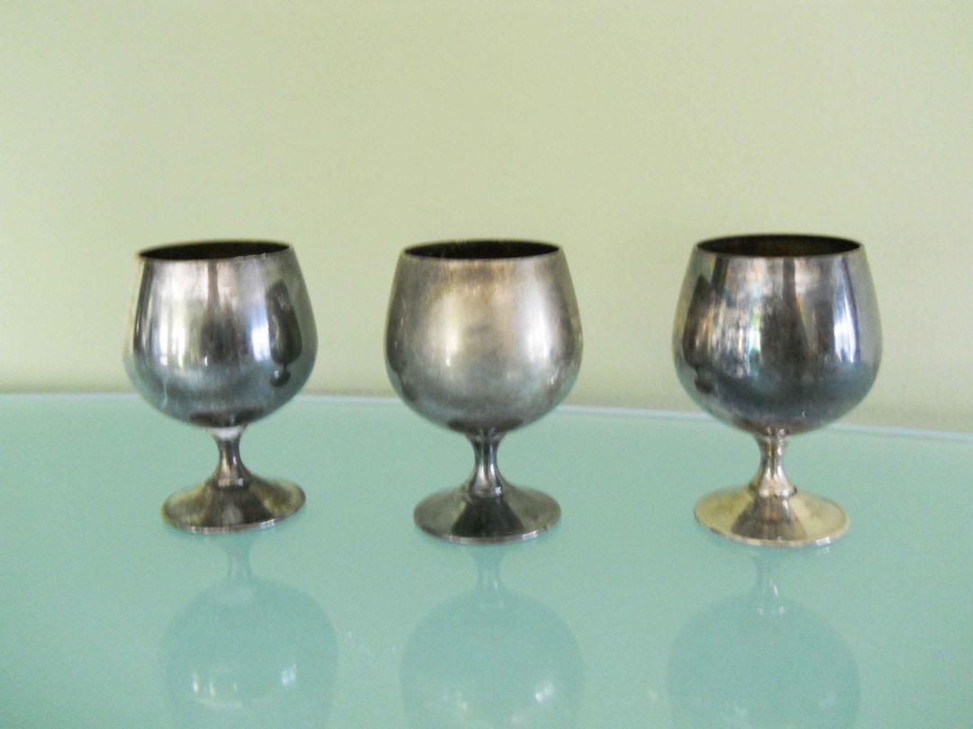 Vintage Goblets Metal Mini Silver Plated Set of 3 2 1/2 Inches Etsy