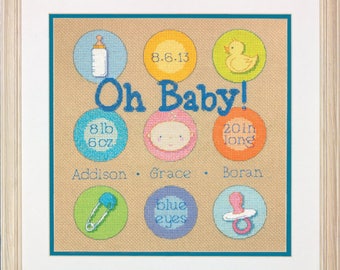Birth Record Cross Stitch Kit  Oh Baby!  Dimensions