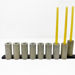 Unique Modern Concrete Menorah For Hanukkah Concrete Hanukkiah Jewish Chanukah Menorah hanukkah gift Contemporary Judaica Candle image 1