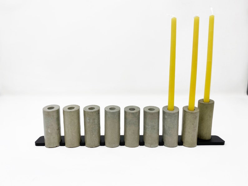 Unique Modern Concrete Menorah For Hanukkah Concrete Hanukkiah Jewish Chanukah Menorah hanukkah gift Contemporary Judaica Candle image 1