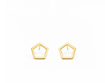 Delicate Earrings | Pentagon Earrings | Architectural Jewelry | Everyday Jewelry