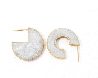 Concrete Hoop Earrings | Statement Jewelry  | Gift for architect | Concrete jewelry | Gift earrings | Unusual Jewelry Gift for women