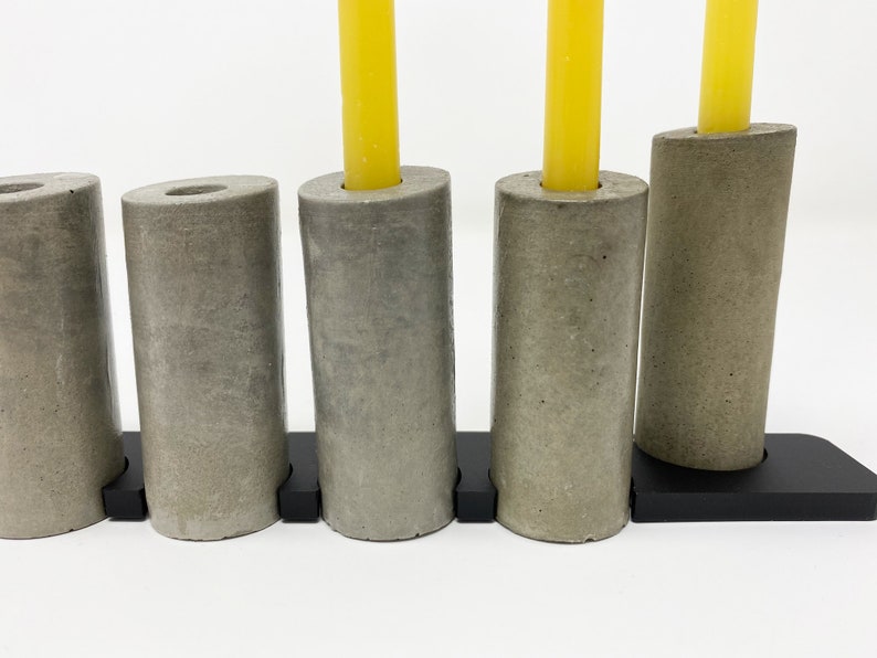 Unique Modern Concrete Menorah For Hanukkah Concrete Hanukkiah Jewish Chanukah Menorah hanukkah gift Contemporary Judaica Candle image 5