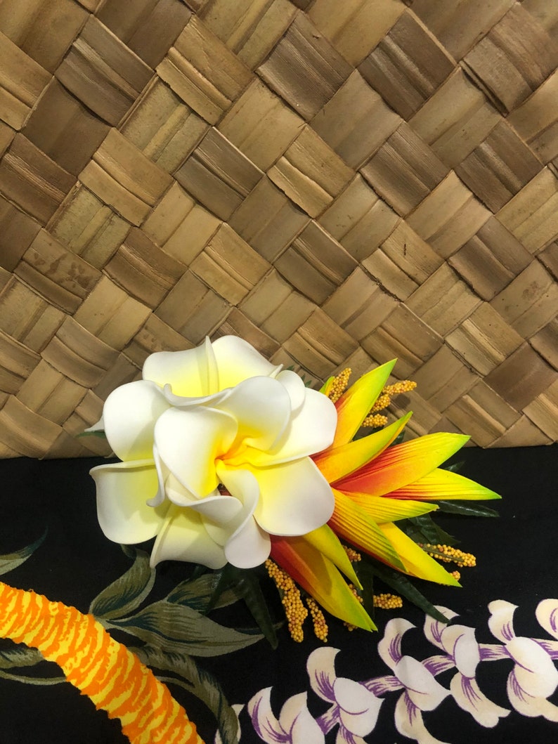 Hawaiian Siena Hair Clip Hawaiian floralsTropical Hair Clip sample photo will be sent before shipping for your review hula hair piece