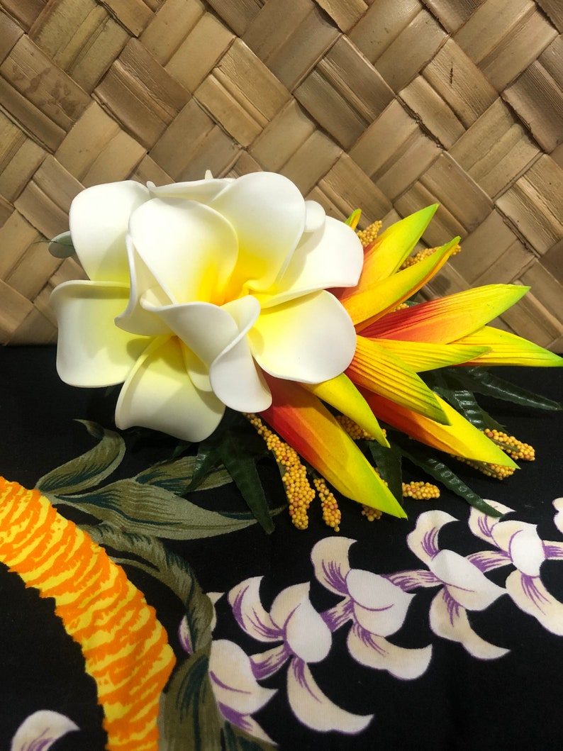 Hawaiian Siena Hair Clip Hawaiian floralsTropical Hair Clip sample photo will be sent before shipping for your review hula hair piece