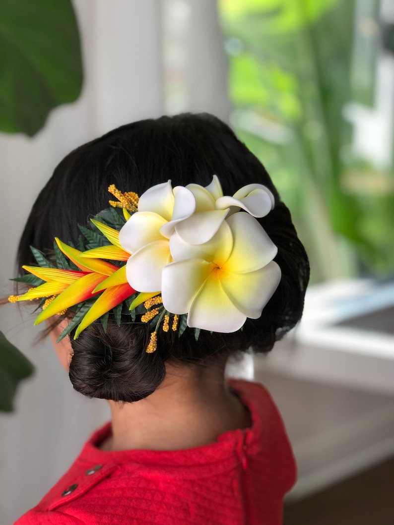 Hawaiian Siena Hair Clip Hawaiian floralsTropical Hair Clip sample photo will be sent before shipping for your review hula hair piece