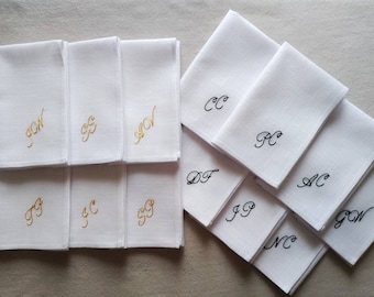 Embroidered handkerchief, Mens handkerchief, Father of the bride, Father of the groom, Personalized handkerchief, Groomsmen gifts, Hanky