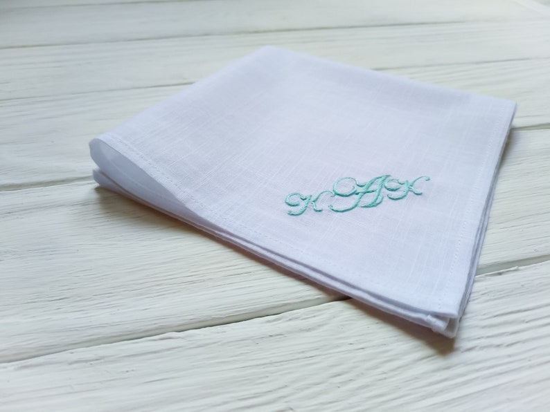 Monogrammed Embroidered Handkerchief, Mens Handkerchief, Wedding