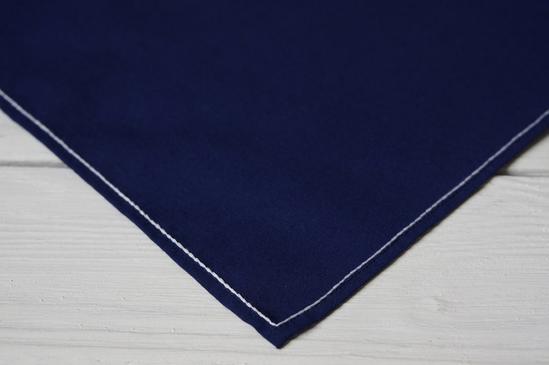 Navy Blue Handkerchief Mens Handkerchief Embroidered Etsy