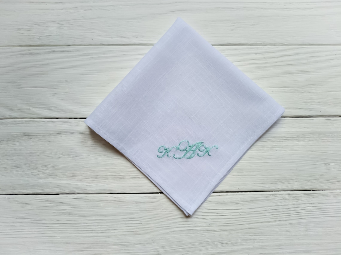 Monogrammed embroidered handkerchief Mens handkerchief Etsy