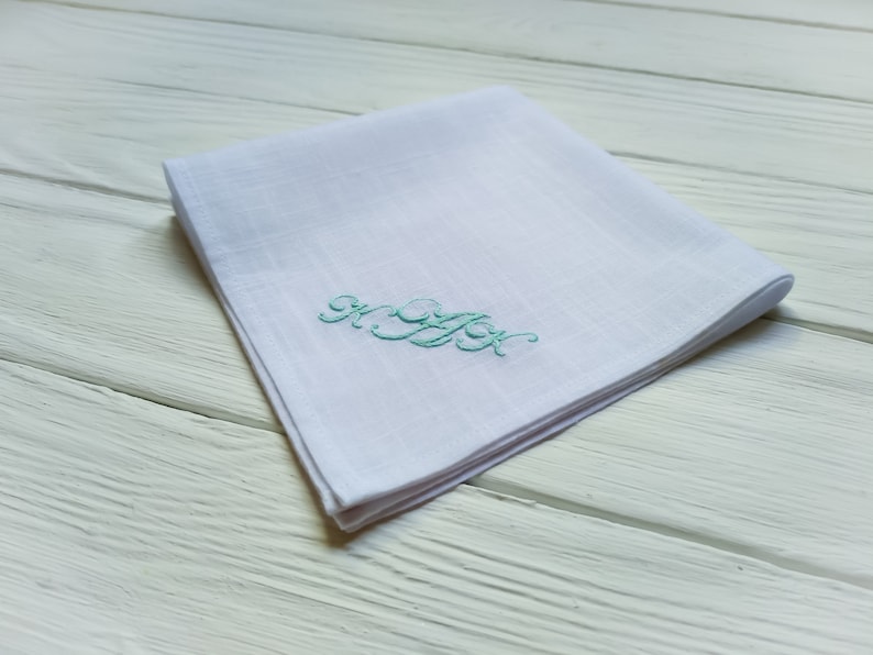 Monogrammed Embroidered Handkerchief, Mens Handkerchief, Wedding