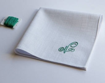 One monogrammed handkerchief as a groomsmen gifts, boyfriend gifts or anniversary gift for husband