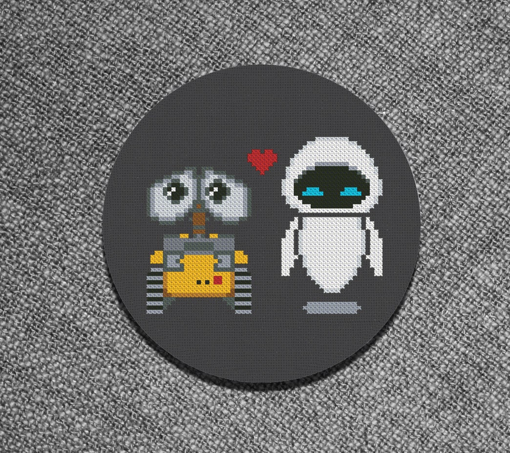 Cross Stitch Pattern WallE and Eva Love Instant Download PDF Etsy
