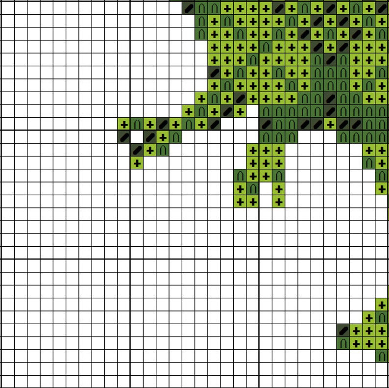 Cross Stitch Pattern Green Dinosaur with Ornament Instant Etsy