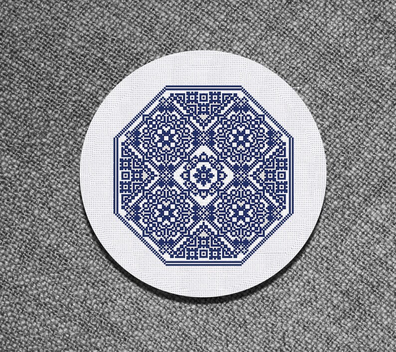 Cross Stitch Pattern Blue Sampler Instant Download PDF Counted Chart