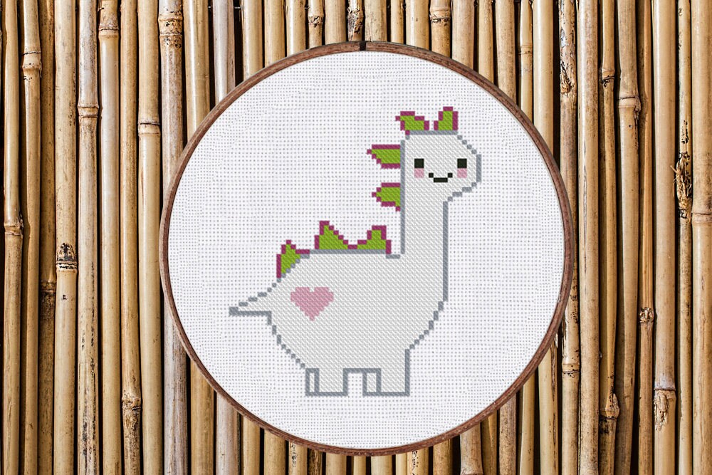 Cross Stitch Pattern Cute Dinosaur Instant Download PDF Etsy