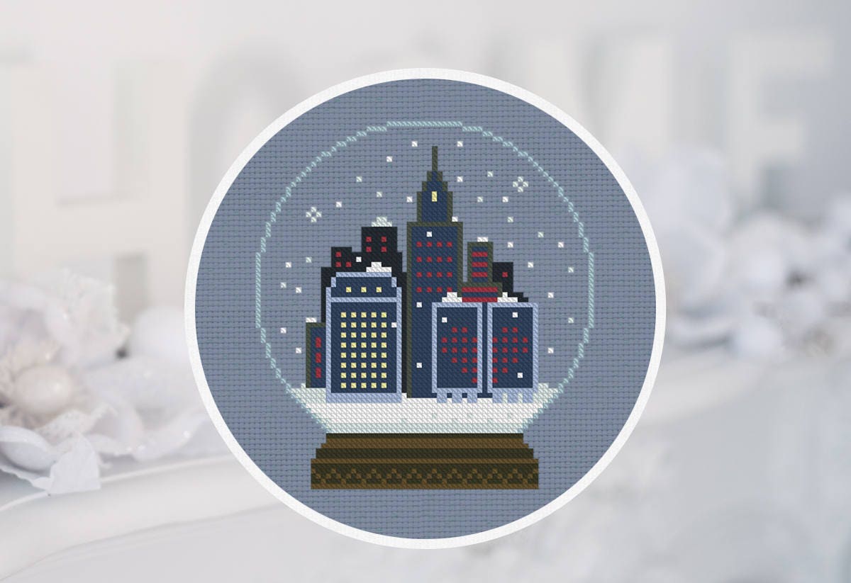 Cross stitch pattern snow globe with city instant download pdf  etsy Cross stitch pattern snow globe with city instant download pdf  etsy