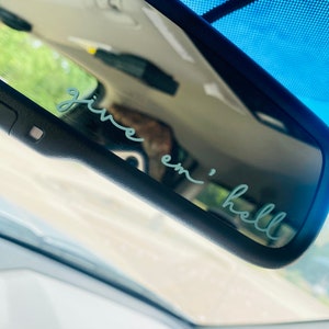 Give Em&#39; Hell MINI Vinyl Car Decal|Rear View Mirror Decal|Trendy Mirror Sticker|Western Yeehaw Texas Sticker Decals|Bumper Sticker|Nashville