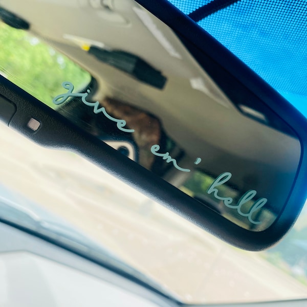 Give Em' Hell MINI Vinyl Car Decal|Rear View Mirror Decal|Trendy Mirror Sticker|Western Yeehaw Texas Sticker Decals|Bumper Sticker|Nashville