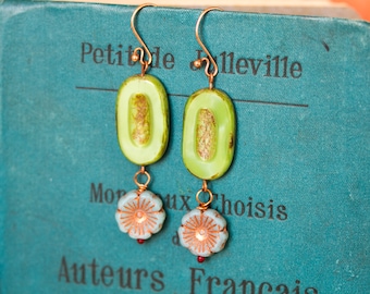 Boucles d'oreille boheme, perles en verre