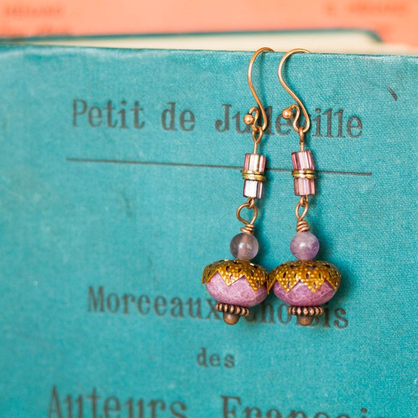 Boucles d'oreille en verre de Boheme