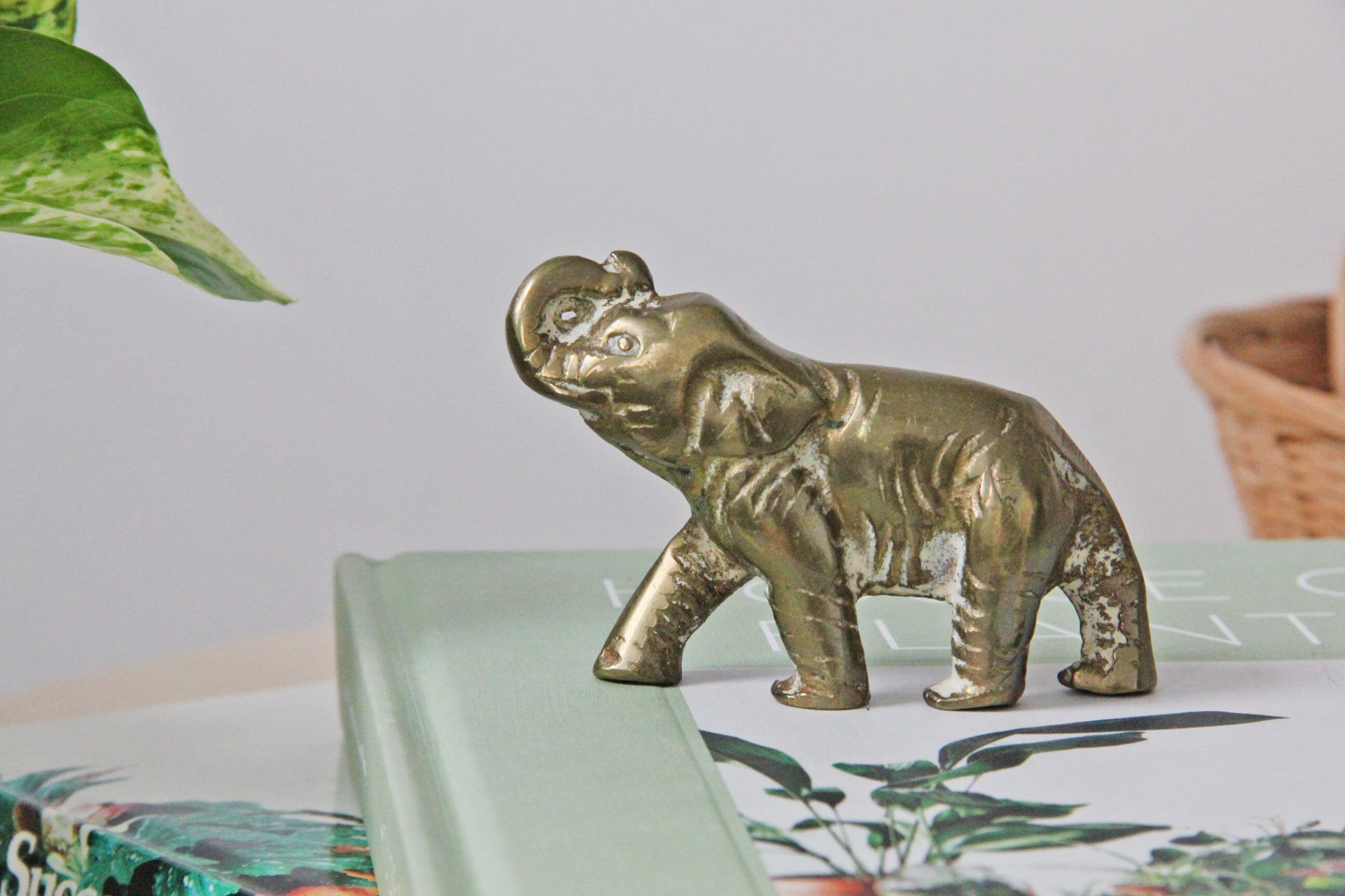 Brass Elephant Figurine Elephants Statue Miniature Nursery Etsy