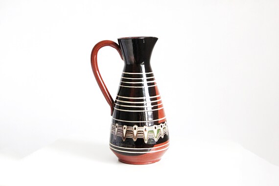 Vintage Pottery Jug Vase Pitcher Glazed Tall Ceramic Vase Hand Etsy