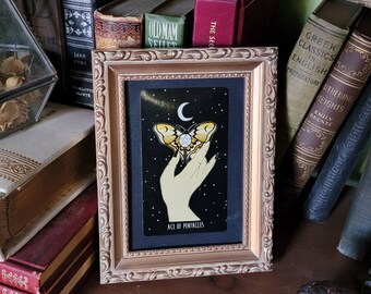 Real Ace of Pentacles New Moon Tarot Card In Frame