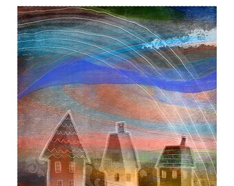 Rainbow Houses l - Open-Ended Edition Archival Pigment Print  - modern wall art - New work - Texture - Contemporary Wall Decor