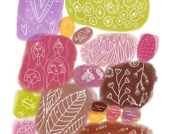 Random Happy wall art--Abstract Print,Living Room Decor, Modernist Abstraction,Instant Download Art,Abstract print, Living Room Decor Print