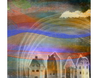 Rainbow Houses lll - Open-Ended Edition Archival Pigment Print  - modern wall art - New work - Texture - Contemporary Wall Decor