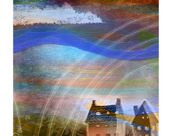 Rainbow Houses II - Open-Ended Edition Archival Pigment Print  - modern wall art - New work - Texture - Contemporary Wall Decor