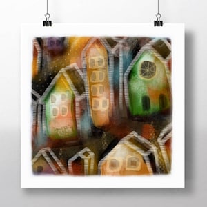 Village of Color - Limited Edition Archival Giclée Print, Abstract Art, Modern Wall Art, Home Decor, Colorful Art, Contemporary Art Print
