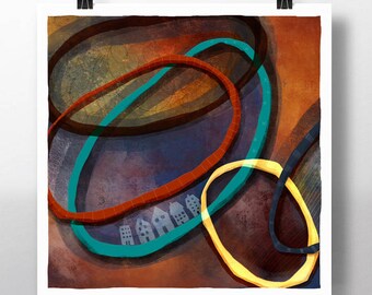 Rings - Limited Edition Archival Giclée Print, Abstract Art, Modern Wall Art, Home Decor, Colorful Art, Contemporary Art Print