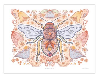 Botanical Bee Blank Folded Cards