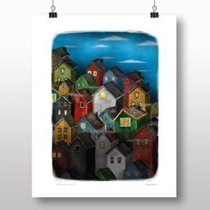 Little Houses on the Hill - Open-Ended Edition Archival Pigment Print - abstract art  - modern wall art  - Texture - Contemporary Wall Decor