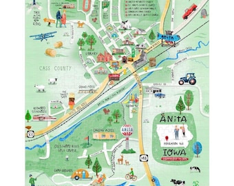 Anita, Iowa Illustrated Puzzle - 520 Pieces