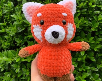 Red Panda Crochet Plushie | Handmade Fuzzy Stuffed Animal Toy