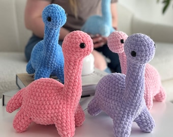 Crochet Brontosaurus Dinosaur  Plushie | Personalized Handmade Amigurumi Stuffed Animal Toy Custom Color