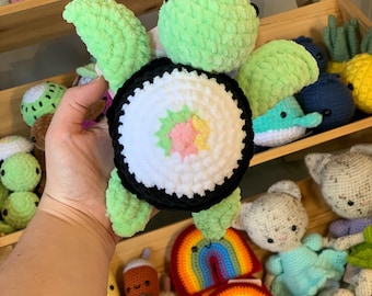 Sushi Crochet Turtle Plushie | Handmade Stuffed Animal | Food Themed Toy