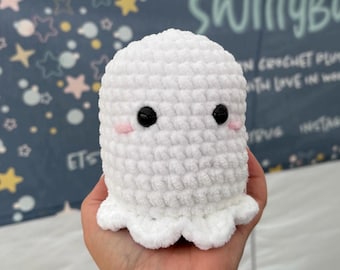Crochet Ghost Plushie | Handmade Halloween Themed Stuffed Toy