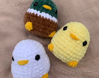 Mallard Duck Crochet Plushie | White Duck Plushie | Yellow Duck Plushie | Crochet Duck | Farm Animal Plushie | Yellow Chick | White Chick