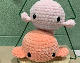 Crochet Whale Plushie | Handmade Fuzzy Stuffed Animal Toy