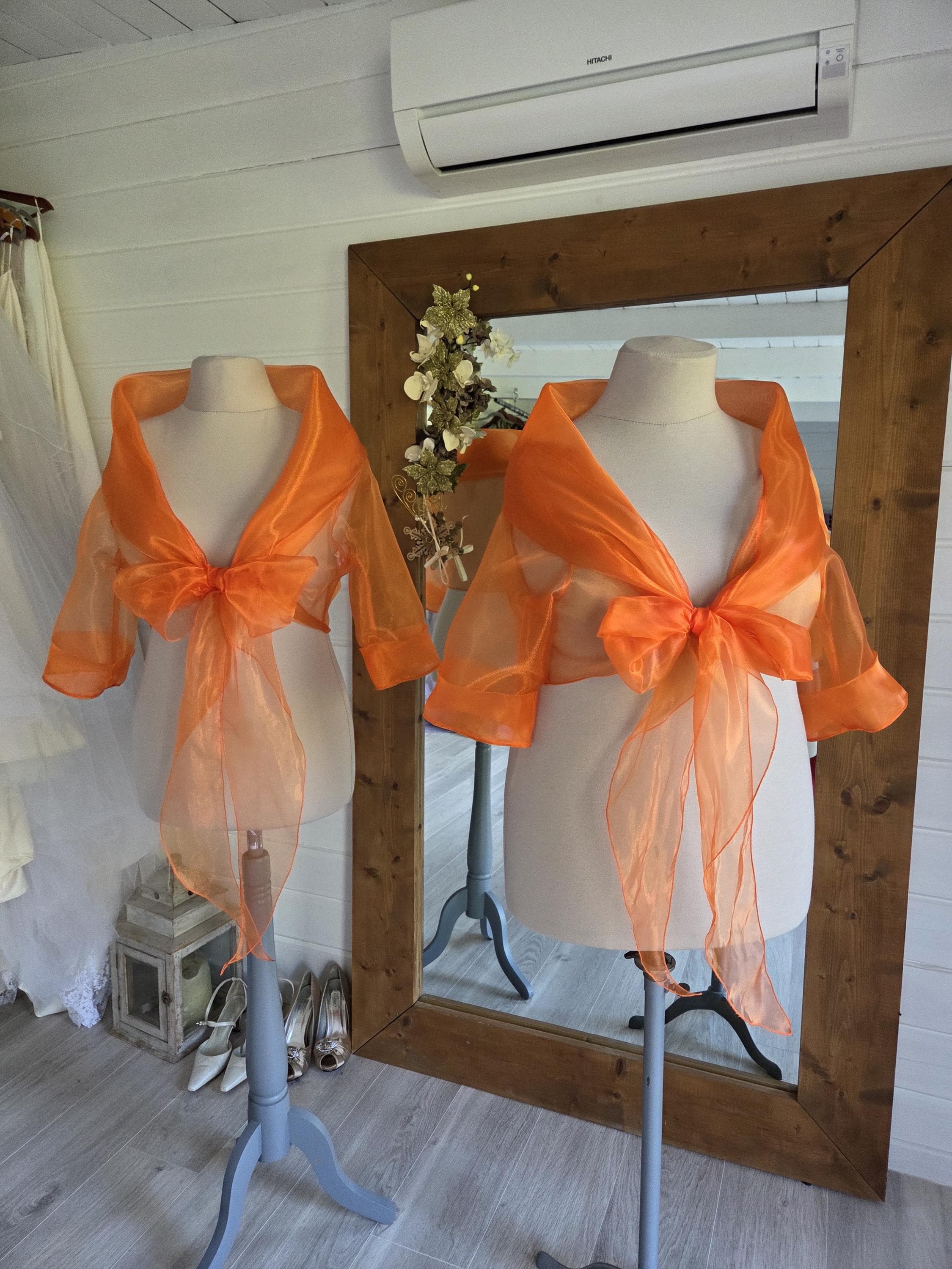 open lace back dress Designer Floor-Length Orange Gown With Shrug