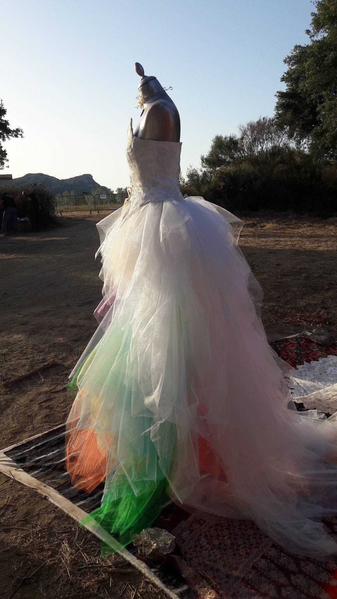 hutton rainbow tulle a line wedding dress Dress-bustier Bridal Gown-asymmetrical Design Satin Lace Elegance White Silver Tulle-colorful Bridal Unique Rainbow Style Color:Other Colors (Leaving a note) hand pleated mulberry silk blue sequence dress Timeless 1990s Vera Wang