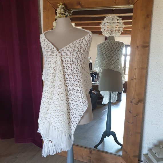 Etole Châle de mariée bohême en laine mohair trico