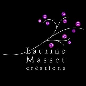 May include: A white stylized branch with purple circles on it. The text "Laurine Masset créations" is below the branch.
