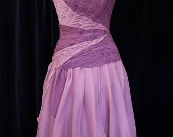 Powder pink wedding dress, old pink, cocktail, gala, evening dress, ceremony, short, muslin, purple, T.M, AZALEE
