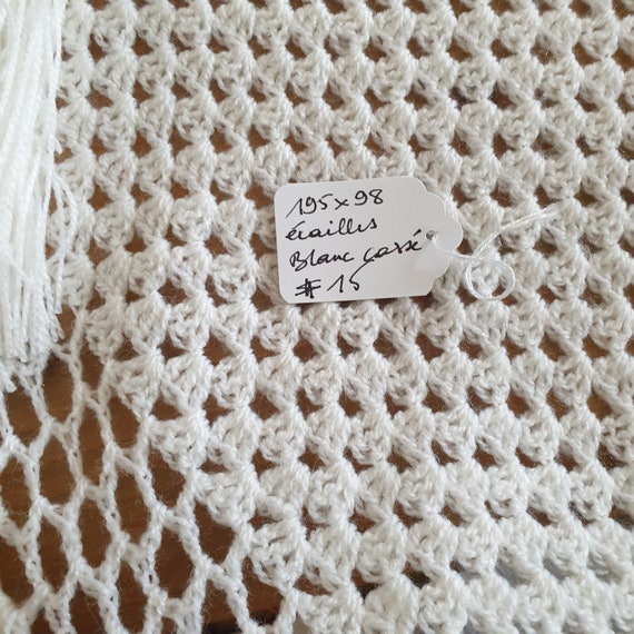 Grand châle de mariée en laine écru blanc cassé, … - image 10