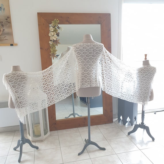SCARF 185 CM IN WHITE MOHAIR AND WOOL 413753 main image 0